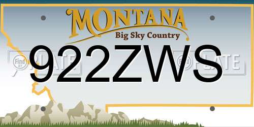 922ZWS Montana License Plate