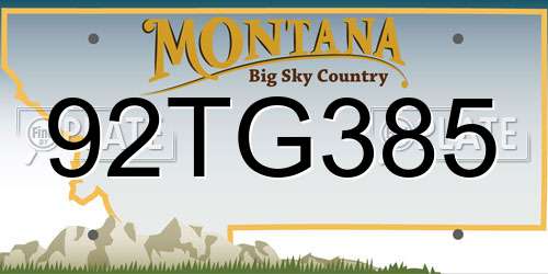 92TG385 Montana License Plate