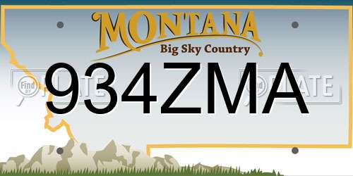 934ZMA Montana License Plate