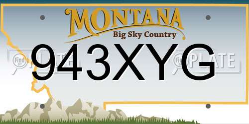 943XYG Montana License Plate