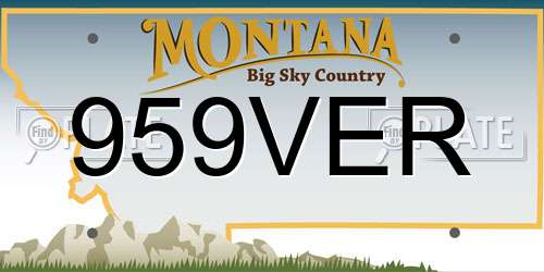 959VER Montana License Plate