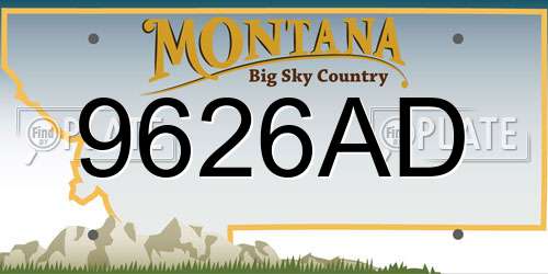 9626AD Montana License Plate