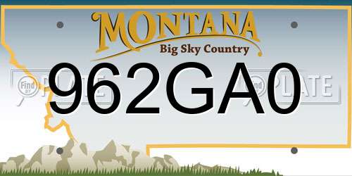 962GA0 Montana License Plate