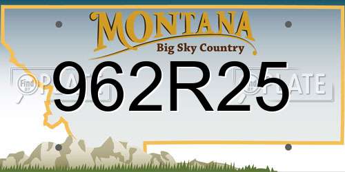 962R25 Montana License Plate