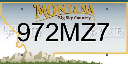 972MZ7 Montana License Plate