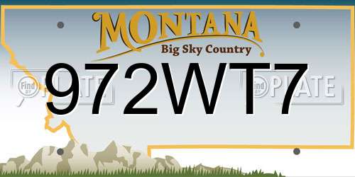 972WT7 Montana License Plate
