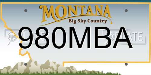 980MBA Montana License Plate