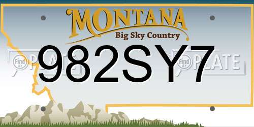 982SY7 Montana License Plate
