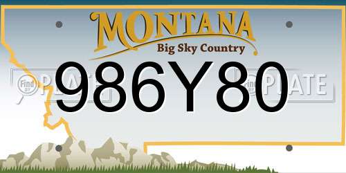 986Y80 Montana License Plate