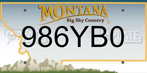986YB0 Montana License Plate