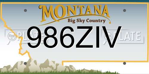 986ZIV Montana License Plate