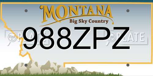 988ZPZ Montana License Plate