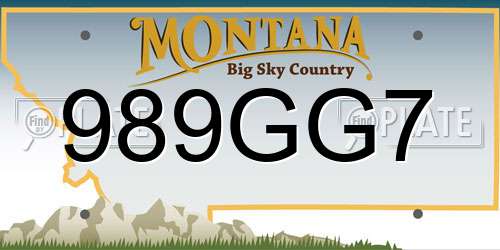 989GG7 Montana License Plate