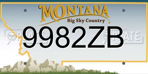 9982ZB Montana License Plate