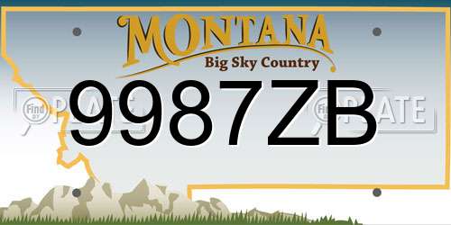 9987ZB Montana License Plate