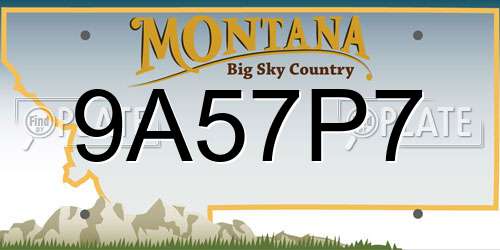 9A57P7 Montana License Plate