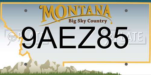 9AEZ85 Montana License Plate