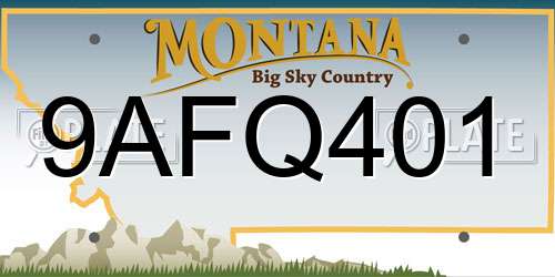 9AFQ401 Montana License Plate