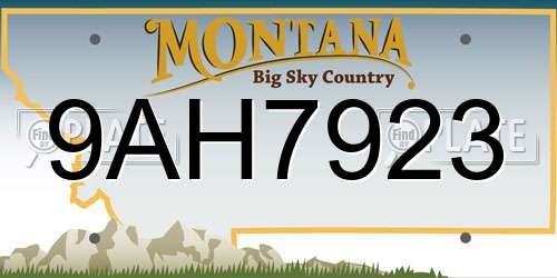9AH7923 Montana License Plate