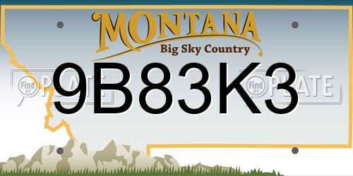 9B83K3 Montana License Plate