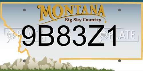 9B83Z1 Montana License Plate