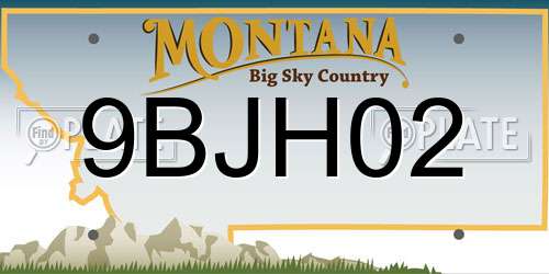 9BJH02 Montana License Plate
