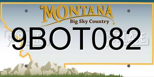 9BOT082 Montana License Plate