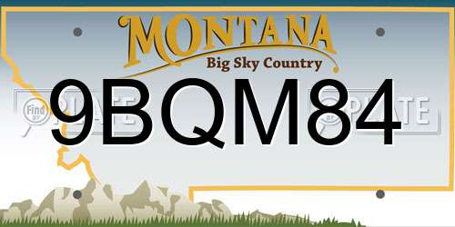 9BQM84 Montana License Plate