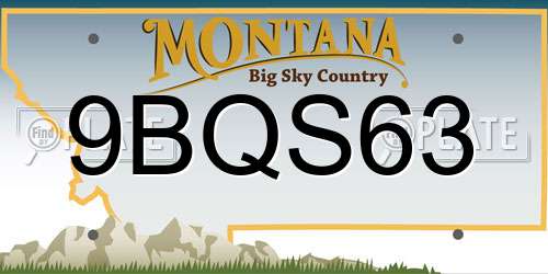 9BQS63 Montana License Plate