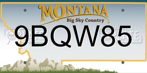 9BQW85 Montana License Plate