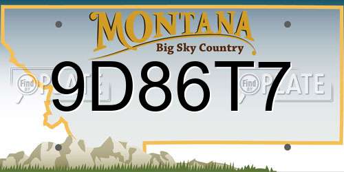 9D86T7 Montana License Plate