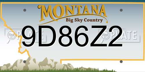9D86Z2 Montana License Plate
