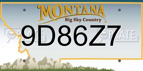 9D86Z7 Montana License Plate