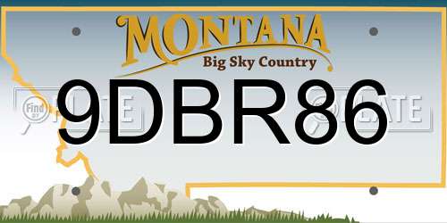 9DBR86 Montana License Plate