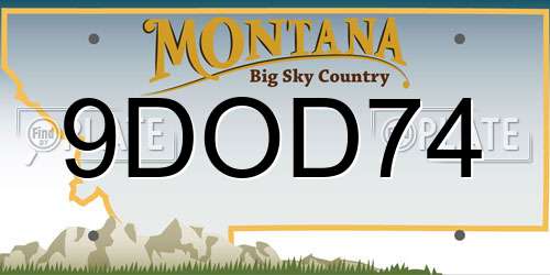 9DOD74 Montana License Plate