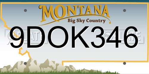 9DOK346 Montana License Plate