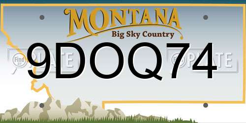9DOQ74 Montana License Plate