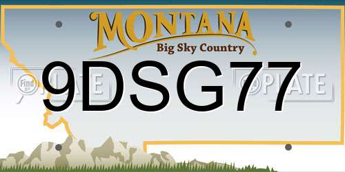 9DSG77 Montana License Plate