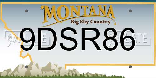 9DSR86 Montana License Plate