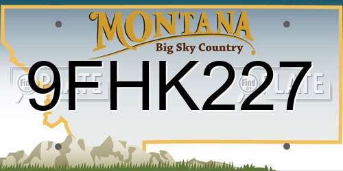 9FHK227 Montana License Plate