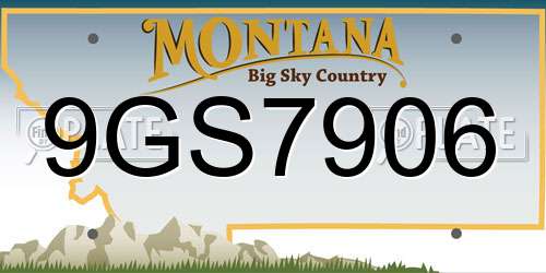 9GS7906 Montana License Plate
