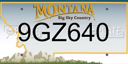 9GZ640 Montana License Plate