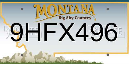 9HFX496 Montana License Plate