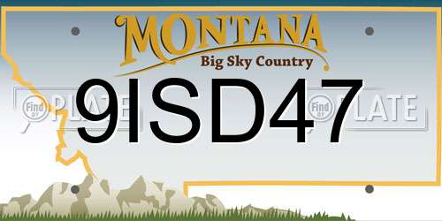 9ISD47 Montana License Plate
