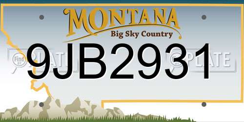 9JB2931 Montana License Plate