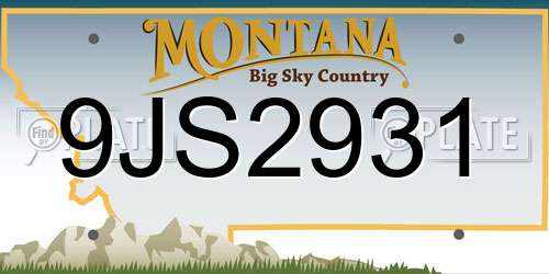 9JS2931 Montana License Plate