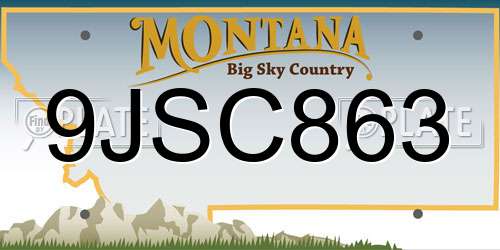 9JSC863 Montana License Plate