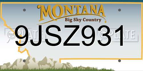 9JSZ931 Montana License Plate