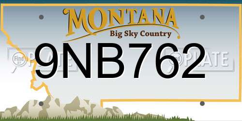 9NB762 Montana License Plate