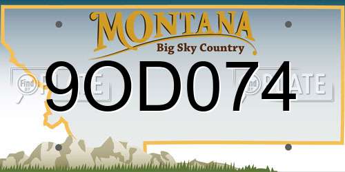 9OD074 Montana License Plate
